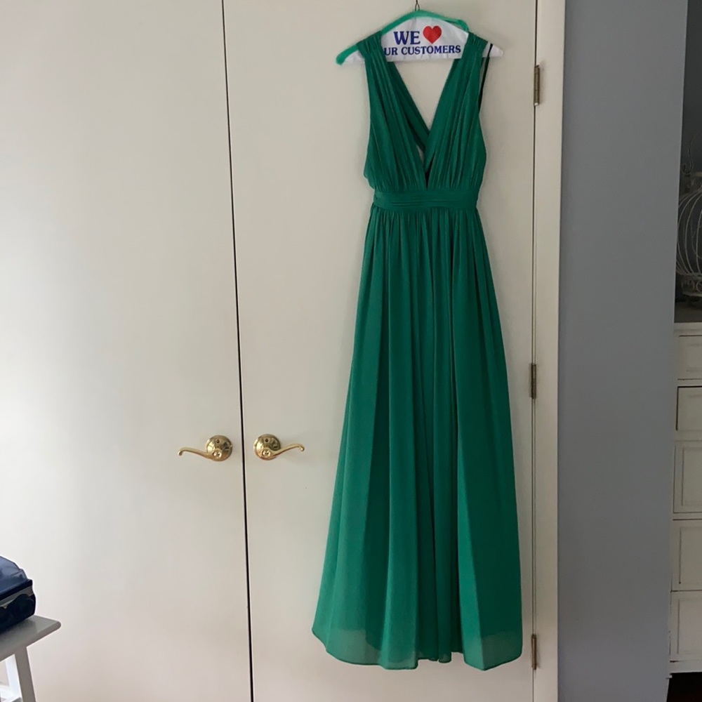 Long free people green athena drape dress